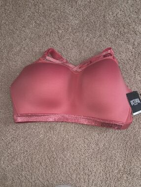 Victoria's Secret Coral Pink Glitter-Band Sports Bra